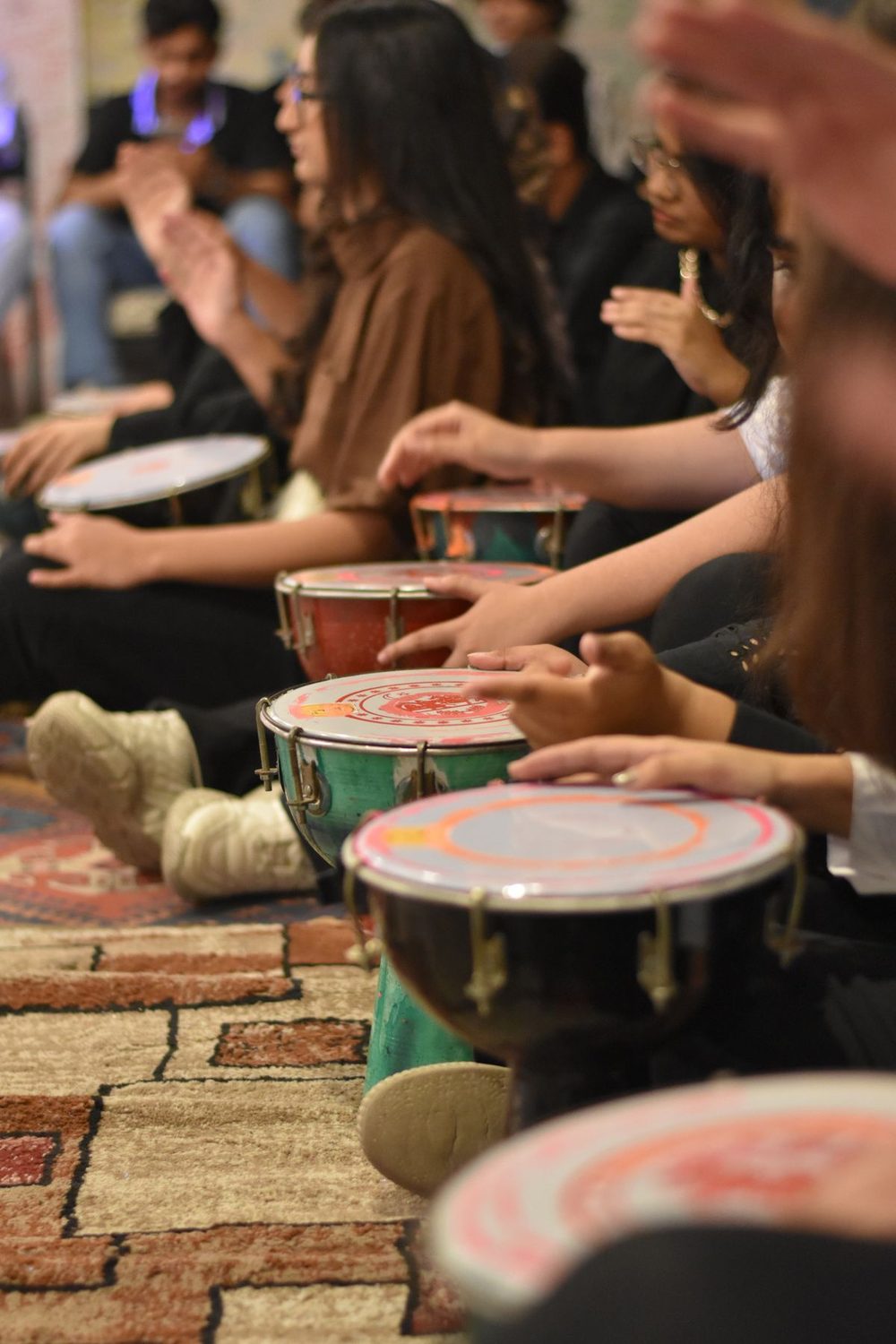 A community drumming circle